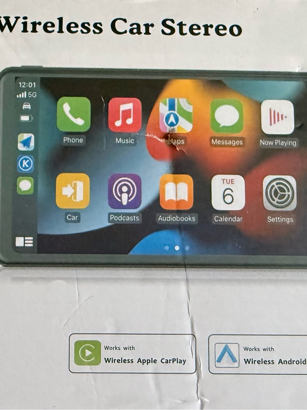 Wireless Car Stereo Display - Black with Colorful Screen